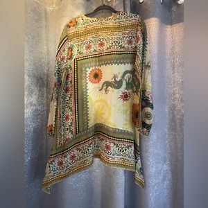 Johnny Was Silk “Golden Dragon” Tunic Size M ~preowned~